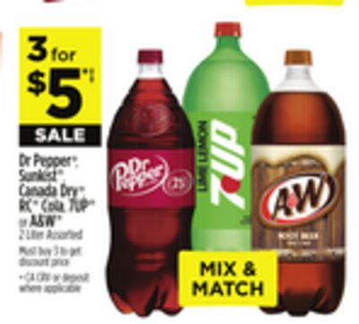 Dr Pepper®, Sunkist®, Canada Dry® RC™ Cola, 7UP® or A&W®