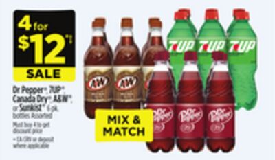 Dr Pepper, 7UP®, Canada Dry® A&W® or Sunkist® 9 pk. bottles