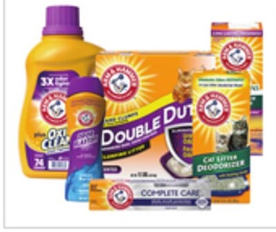 Arm & Hammer® Laundry Detergents, Scent Boosters, Deodorant, Toothpaste, Nail Spray, Carpet Powders or Cat Litter