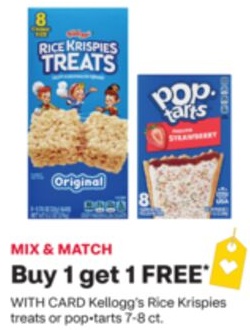 Kellogg's Rice Krispies treats or pop-tarts 7-8 ct.