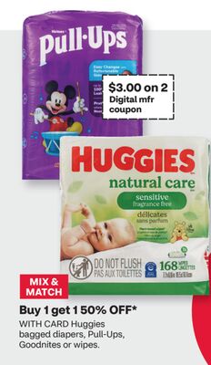 Huggies bagged diapers, Pull-Ups, Goodnites or wipes.