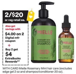 Mielle Rosemary Mint hair care (excludes edge gel 2 oz and shampoo/conditioner 20 oz).