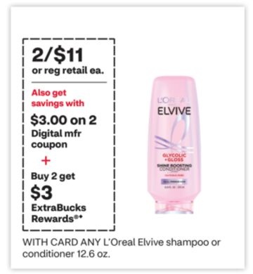 ANY L'oreal Elvive shampoo or conditioner 12.6 oz.
