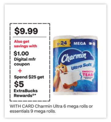 Charmin Ultra 6 mega rolls or essentials 9 mega rolls