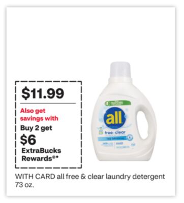 all free & clear laundry detergent 73 oz.