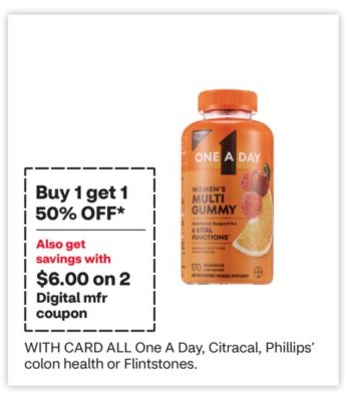 ALL One A Day, Citracal, Phillips' colon health or Flintstones.