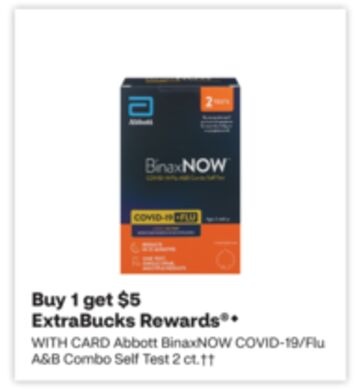 Abbott BinaxNOW COVID-19/Flu A&B Combo Self Test 2 ct.††