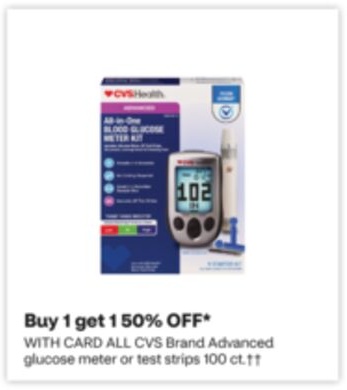 ALL CVS Brand Advanced glucose meter or test strips 100 ct.††