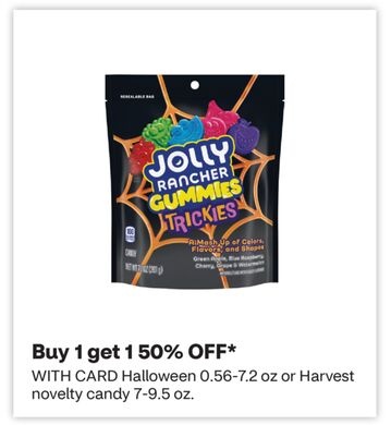 Halloween 0.56-7.2 oz or Harvest novelty candy 7-9.5 oz.