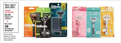 Gillette or Venus razors (excludes disposables).