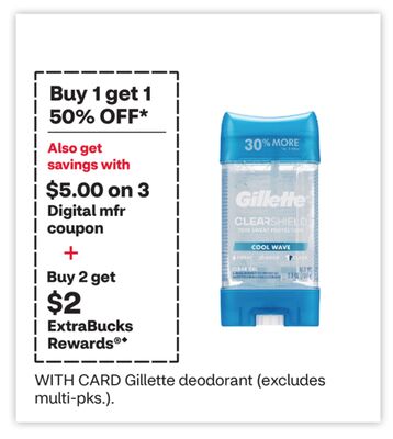 Gillette deodorant (excludes multi-pks.)