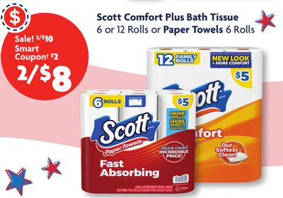 Scott Comfort Plus Bath Tissue 6 or 12 Rolls or Paper Towels 6 Rolls