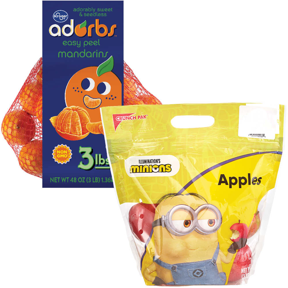 Crunch Pak Apples in Minions Bag or Kroger Adorbs Seedless Mandarins