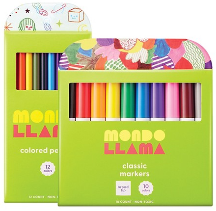 Mondo Llama 10-ct. broad tip markers or 12-ct. colored pencils