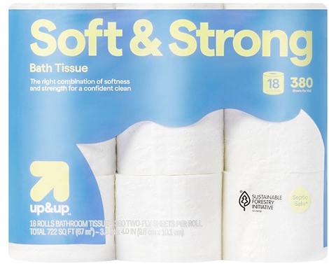 up&up 18-ct. soft & strong mega-roll toilet paper