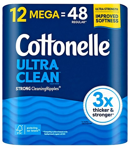 Cottonelle Ultra Clean Strong 12 mega rolls toilet paper