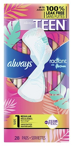 Always Teen 28-ct. Radiant with FlexFoam pads