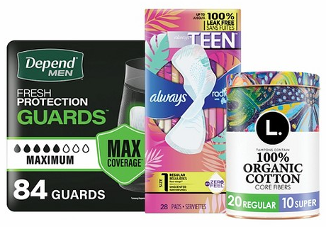 Select menstrual & adult care items priced $6.99 or more