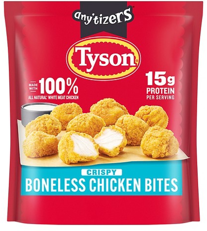 Select Tyson frozen chicken bites, strips, wings & more