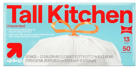 up&up 50-ct. 13-gal. tall kitchen trash bags
