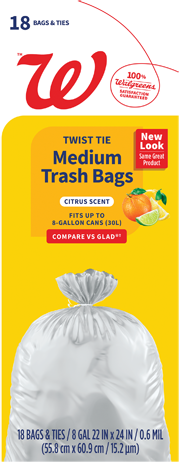 Complete Home™ or Walgreens Drawstring or Twist Tie Trash Bags