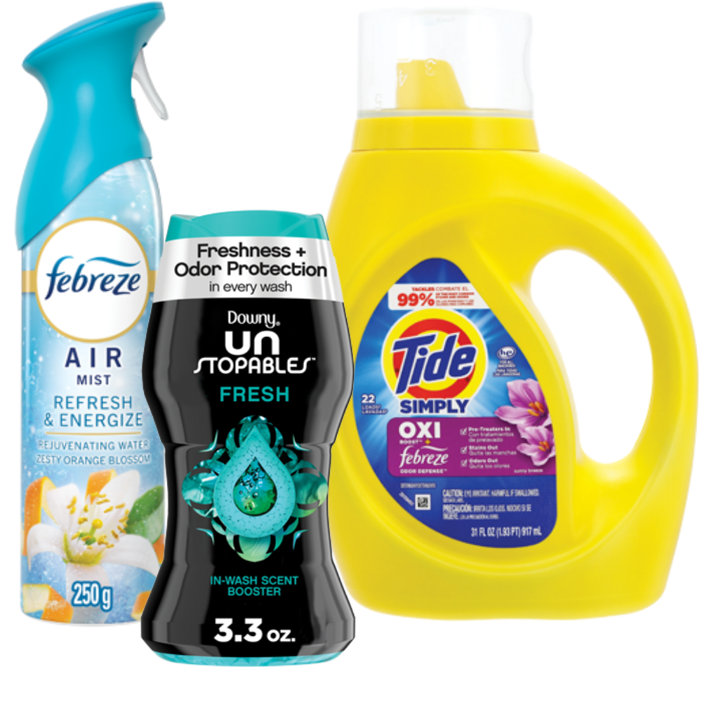 Bounce, Downy, Febreze, Gain or Tide Simply