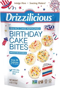 America’s 250 Anniversary Edition Birthday Cake Drizzled Mini Rice Cakes - 4oz