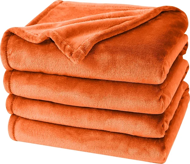 Astarin Orange Fleece Throw Blanket for Couch&Bed - Lightweight Soft & Warm Plush Fuzzy Cozy Blankets for Fall Winter Spring, 50x60 inches