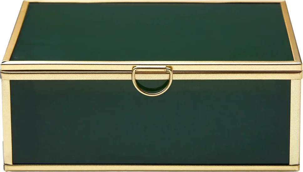 Beautiful 5.9"x 4.33" Green Glass Trinket Box by Drew Barrymore