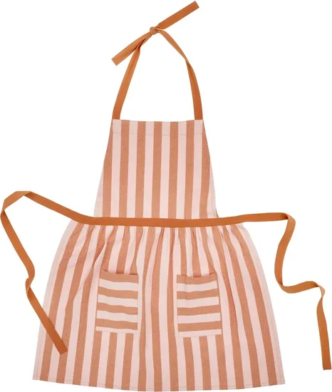 Beautiful Yarn Dyed Stripe Apron by Drew Barrymore, Coral Rose, 30"W x 32"L