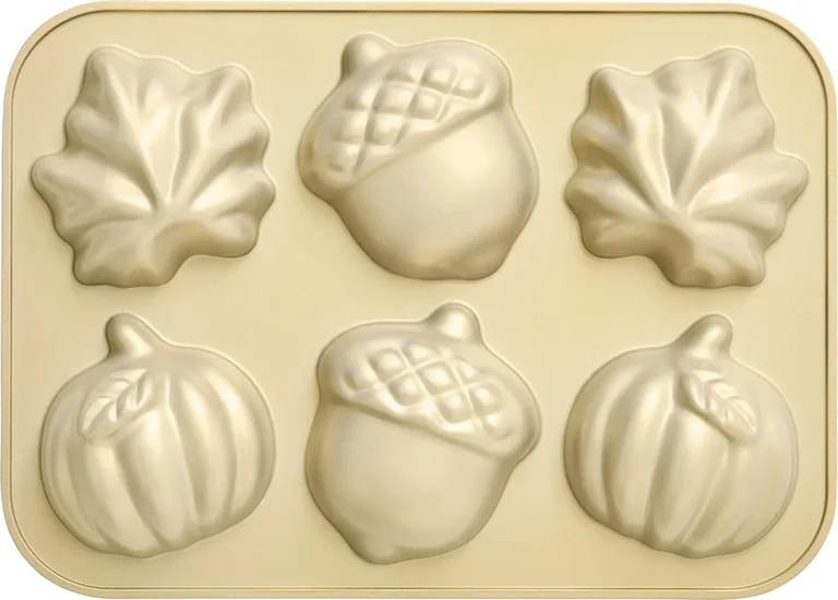 Better Homes & Gardens 12" x 8" Nonstick Aluminum Cake Pan with 6 Fall-Shaped Cake Molds