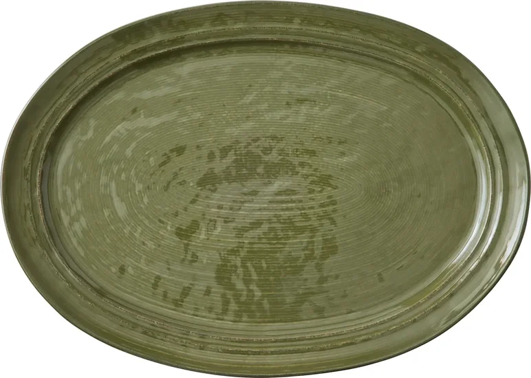Better Homes & Gardens Artisan Green Stoneware 16" Oval Serving Platter