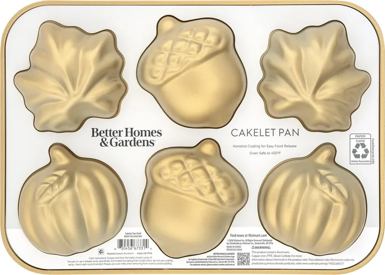 Better Homes & Gardens Cast Aluminum Golden Nonstick Fall Cakelet Pan
