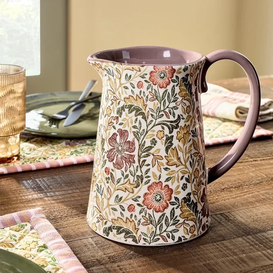 Better Homes & Gardens Edith Vine Floral 59.5 oz Stoneware Pitcher