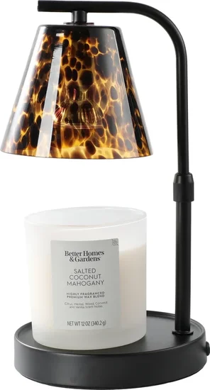 Better Homes & Gardens Glass Wax Melt and Candle Warmer Lamp, Dark Brown Tortoiseshell