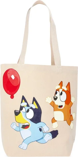 Bluey Women's Balloon Fun 13.5" Tote Bag, Natural Canvas