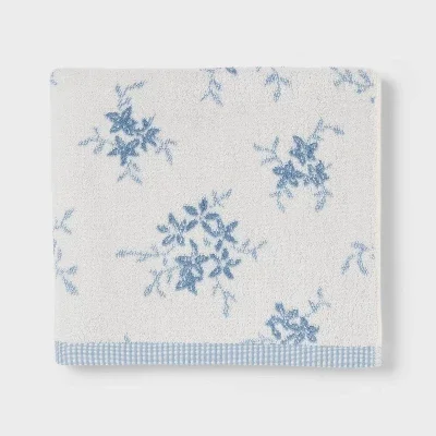 Botanical Floral Dorm Decorative Hand Towel Blue - Threshold™