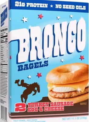 Bronco Breakfast Bagels - Turkey Sausage Egg & Cheese - 11.1oz/2ct