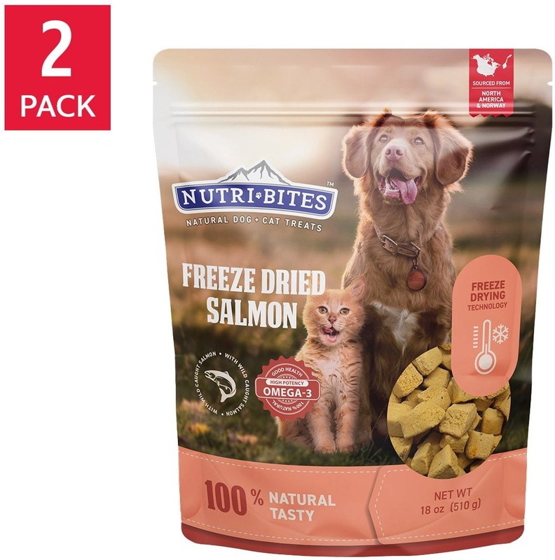 Canature NutriBites Freeze Dried Salmon, Dog and Cat Treat 18oz, 2-pack