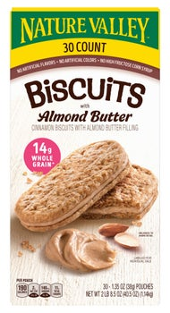 Nature Valley Biscuits with Almond Butter, 1.35 oz, 30-count