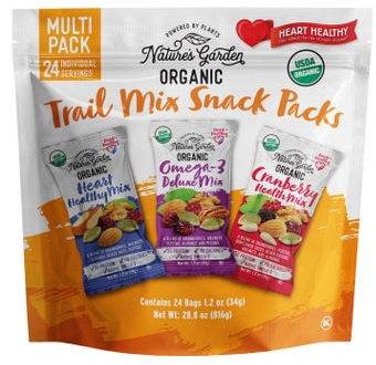 Nature's Garden Organic Trail Mix Snack Packs, Variety Pack, 1.2 oz, 24-count