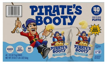 Pirate's Booty Aged White Cheddar Snack, 0.5 oz, 40-count