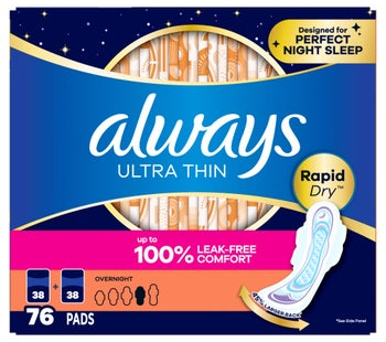 Always Ultra Thin Advanced Overnight Pads, 76-count