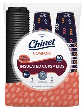 Chinet Comfort 16 oz Cup & Lid, 80-count