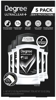 Degree Men UltraClear+ Antiperspirant Deodorant, Black & White, 2.7 oz, 5-pack