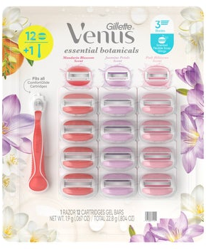 Gillette Venus ComfortGlide Essential Botanicals, 1 Razor + 12 Cartridges Gel