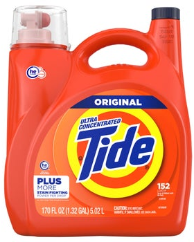 Tide Ultra Concentrated Liquid Laundry Detergent, Original, 152 Loads, 170 fl oz