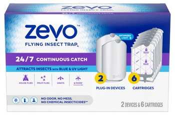 Zevo Flying Insect Trap Starter Kit, 2 Devices + 6 Refills