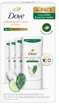 Dove Advanced Care Invisible+ Deodorant, 2.6 oz, 4-pack
