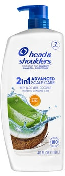 Head & Shoulders 2-in-1 Dandruff Shampoo and Conditioner Advanced Scalp Care with Aloe Vera, Coconut Water & Vitamins, 40 fl oz